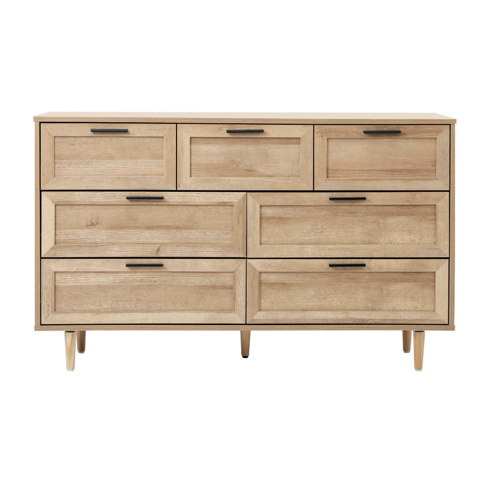 Essenza Mila 7 Draw Modern Dresser Tallboy | 7 Draw Chest Of Drawers Wooden Storage Unit