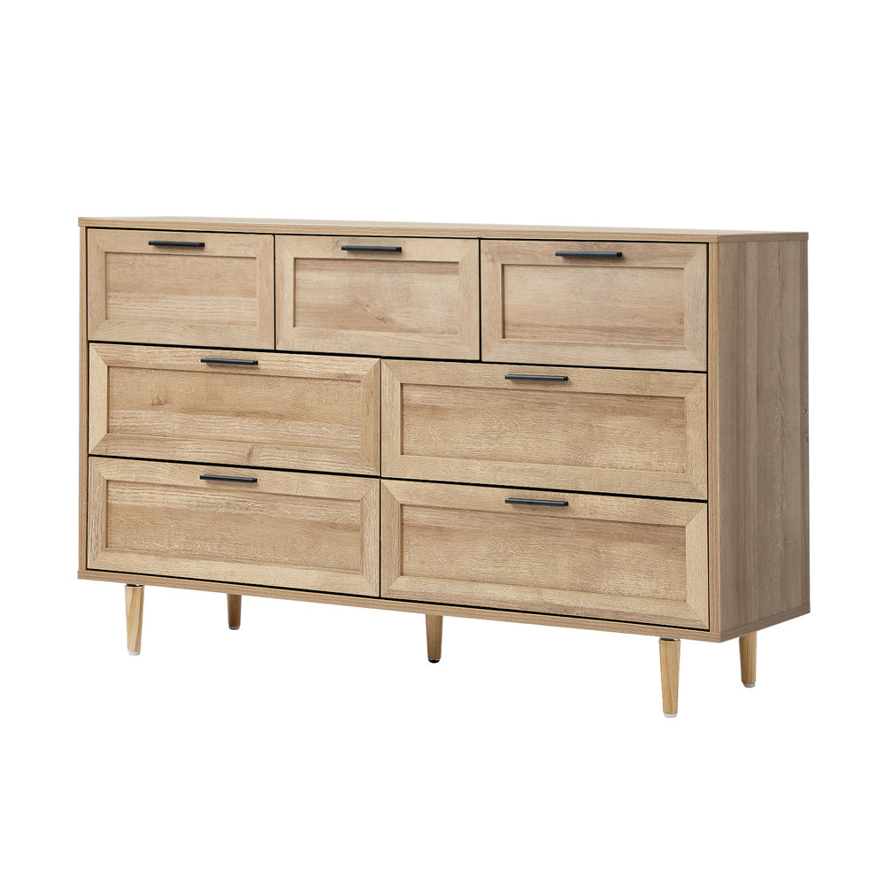 Essenza Mila 7 Draw Modern Dresser Tallboy | 7 Draw Chest Of Drawers Wooden Storage Unit | 2 Colours