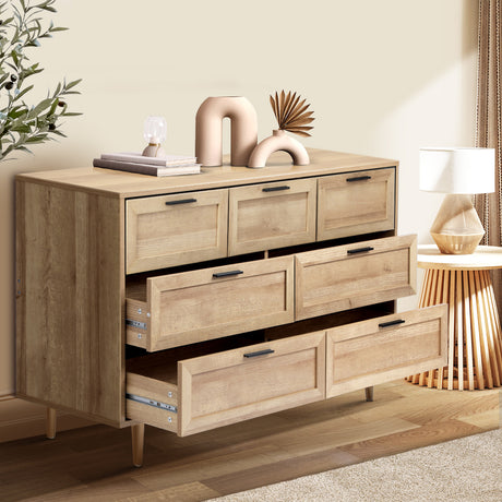 Essenza Mila 7 Draw Modern Dresser Tallboy | 7 Draw Chest Of Drawers Wooden Storage Unit