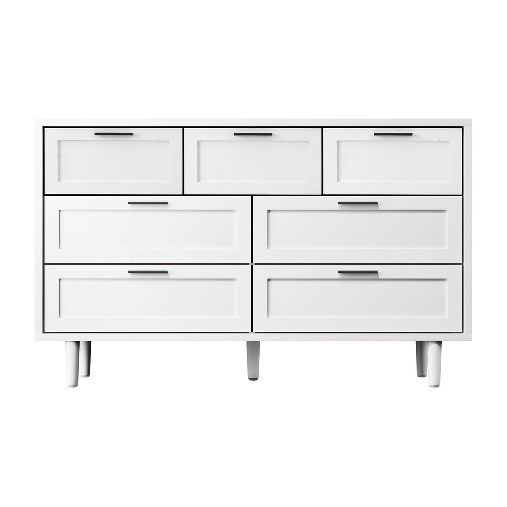 Essenza Mila 7 Draw Modern Dresser Tallboy | 7 Draw Chest Of Drawers Wooden Storage Unit