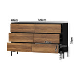 Bellevue 6 Chest of Drawers Dresser Unit| Industrial Style Wood and Metal Tallboy Storage Cabinet