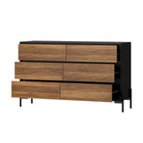 Bellevue 6 Chest of Drawers Dresser Unit| Industrial Style Wood and Metal Tallboy Storage Cabinet