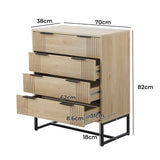 Belgrado 4 Chest of Drawers Tallboy Cabinet | Natural Wood and Metal Storage Unit