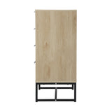 Belgrado 4 Chest of Drawers Tallboy Cabinet | Natural Wood and Metal Storage Unit