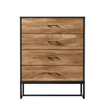 Foreno Industrial Style Rustic 4 Draw Dresser Unit | 4 Chest of Drawers Metal Wood Tallboy