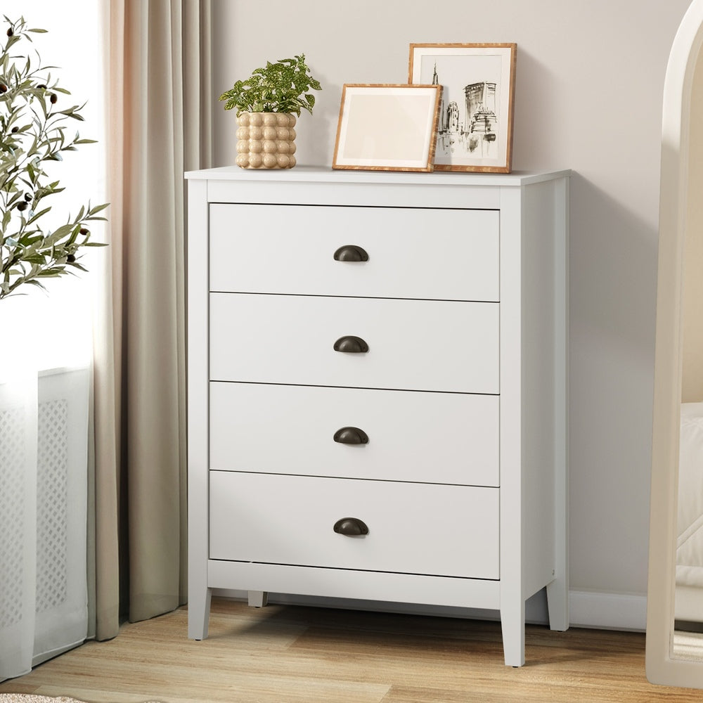 Sannero Hampton Style Chest Of Drawers Storage Unit | Traditional White Storage Dresser Tallboy