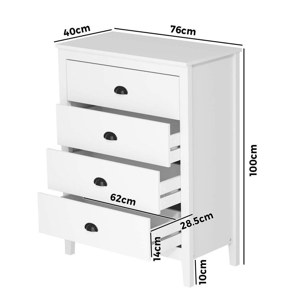 Sannero Hampton Style Chest Of Drawers Storage Unit | Traditional White Storage Dresser Tallboy