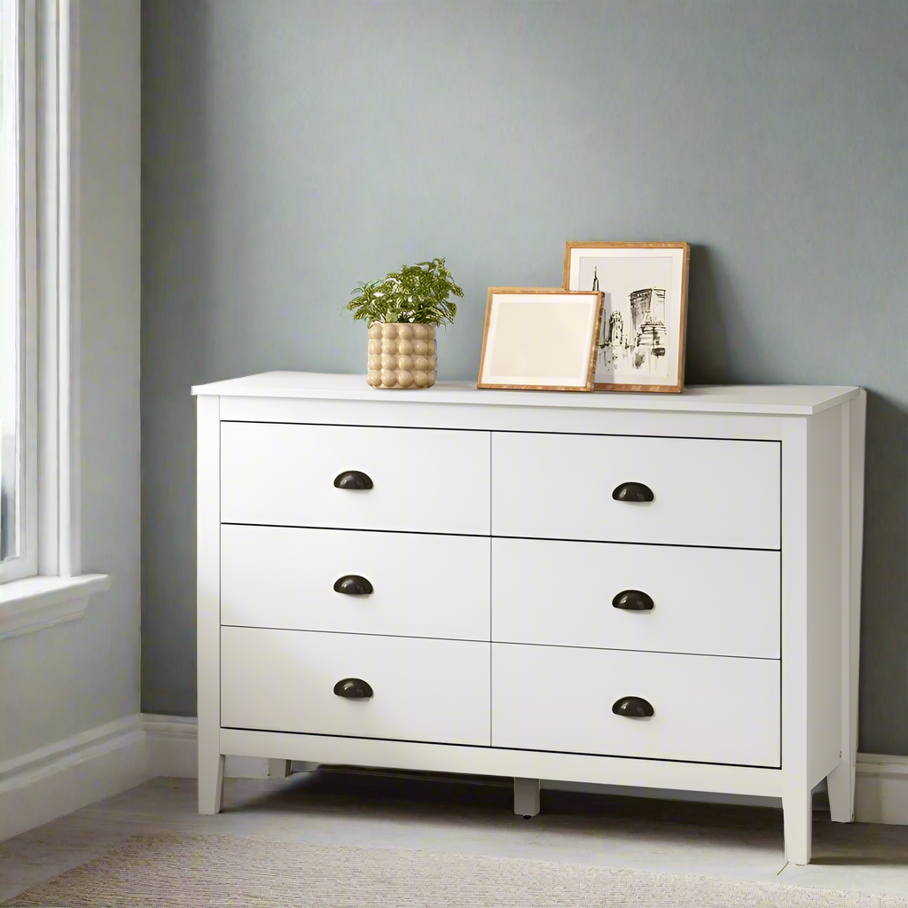 Sannero Hampton Style Chest Of Drawers Storage Unit | Traditional White Storage Dresser Tallboy