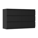 Centrum Luxe Modern 6 Chest Of Drawers Storage Cabinet | Elegant Wooden Fingerpull Storage Unit | 2 Colours