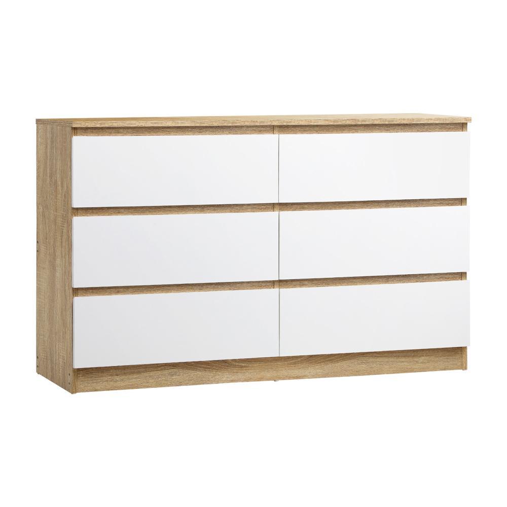 Centrum Luxe Modern 6 Chest Of Drawers Storage Cabinet | Elegant Wooden Fingerpull Storage Unit | 2 Colours