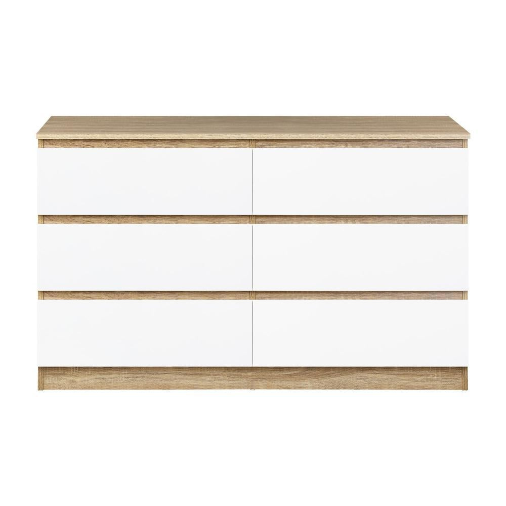 Centrum Luxe Modern 6 Chest Of Drawers Storage Cabinet | Elegant Wooden Fingerpull Storage Unit | 2 Colours