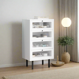 Barbados Modern 4 Chest of Drawers with Fluted Glass Door | Hampton Style Tallboy Storage Cabinet in White