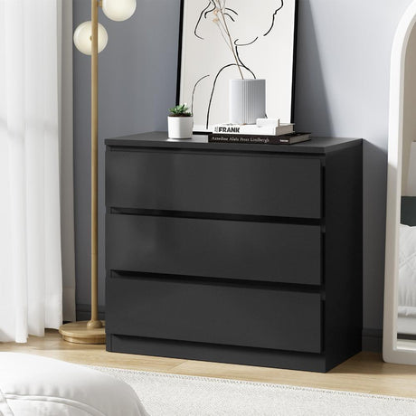 Santori Nero Modern Chest Of Drawers Storage Cabinet | Elegant Black Wooden Tallboys in 3 or 6 Drawer Option