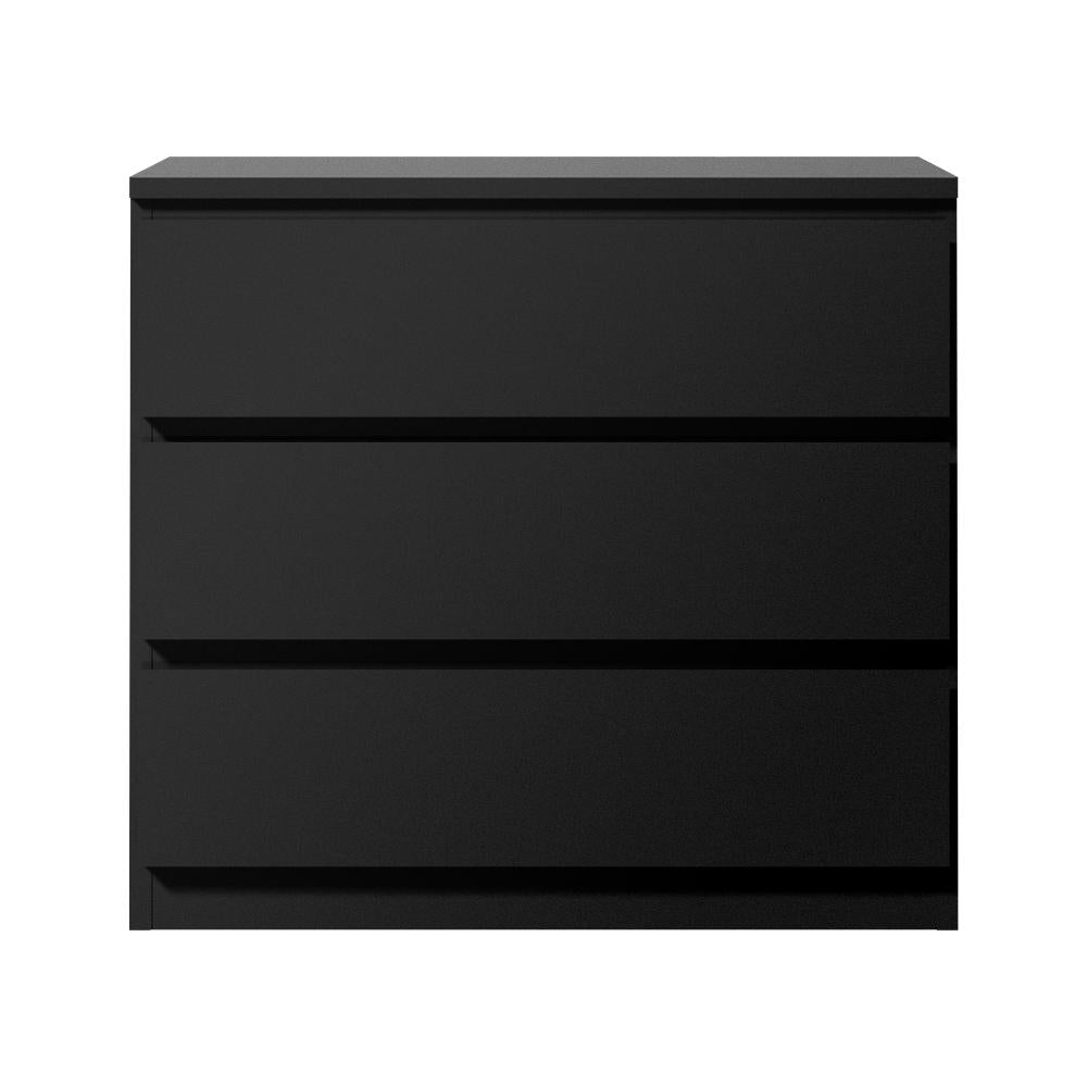 Santori Nero Modern Chest Of Drawers Storage Cabinet | Elegant Black Wooden Tallboys in 3 or 6 Drawer Option