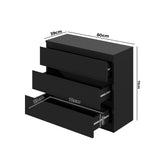 Santori Nero Modern Chest Of Drawers Storage Cabinet | Black Wooden Tallboys in 3 or 6 Drawer Option