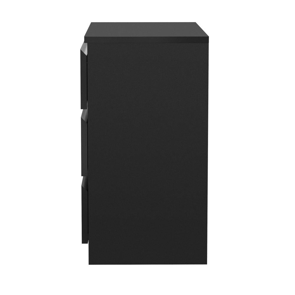 Santori Nero Modern Chest Of Drawers Storage Cabinet | Black Wooden Tallboys in 3 or 6 Drawer Option