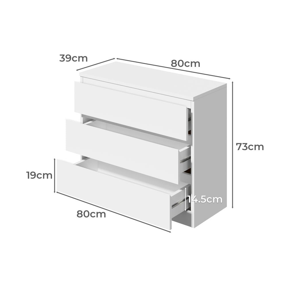 Santori Blanco Modern Chest Of Drawers Storage Cabinet | Elegant White Wooden Tallboys in 3 or 6 Drawer Option