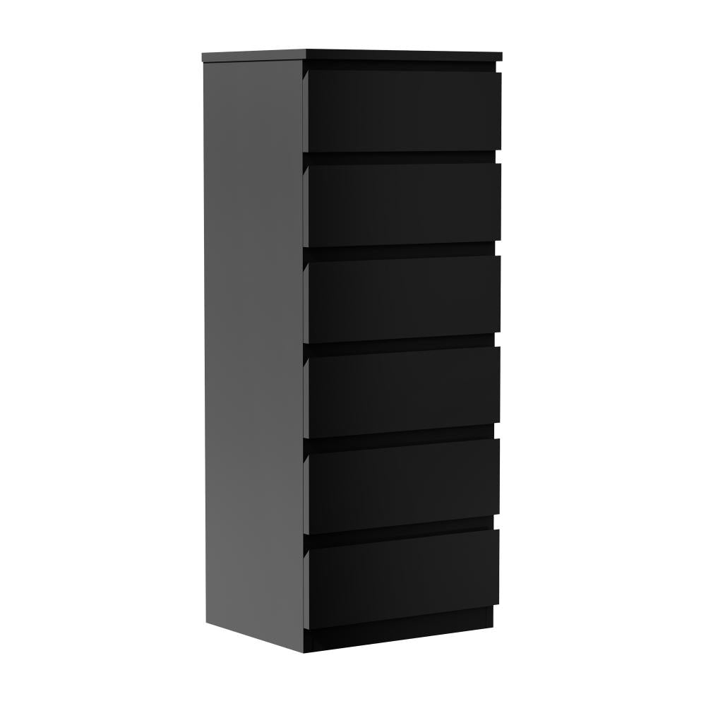 Santori Nero Modern Chest Of Drawers Storage Cabinet | Elegant Black Wooden Tallboys in 3 or 6 Drawer Option