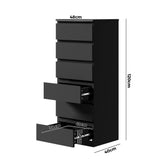 Santori Nero Modern Chest Of Drawers Storage Cabinet | Black Wooden Tallboys in 3 or 6 Drawer Option