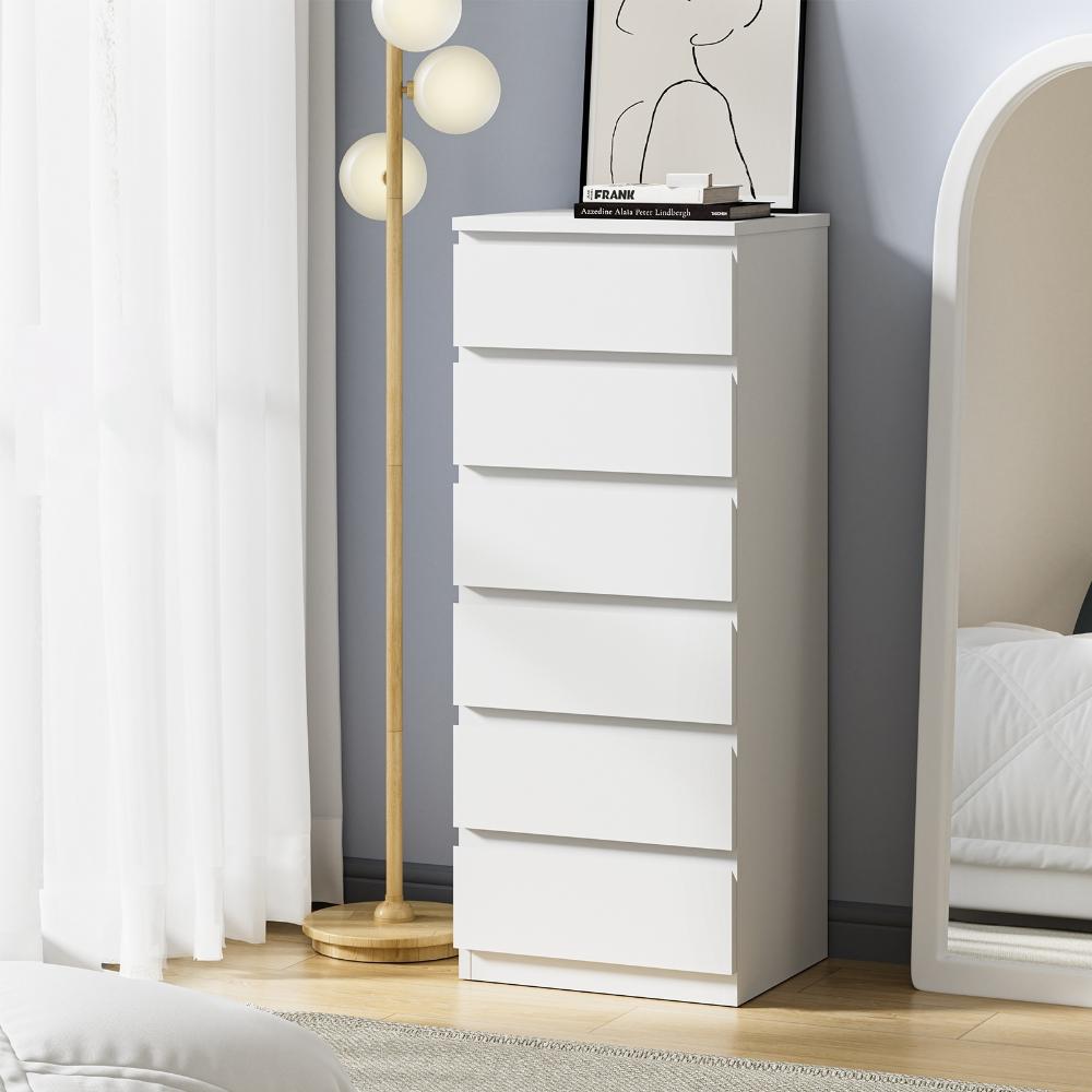 Santori Blanco Modern Chest Of Drawers Storage Cabinet | Elegant White Wooden Tallboys in 3 or 6 Drawer Option