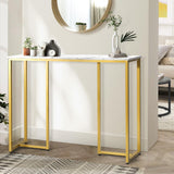 Romana Marble Effect Top Console Table | White and Gold Hallway Entry Table