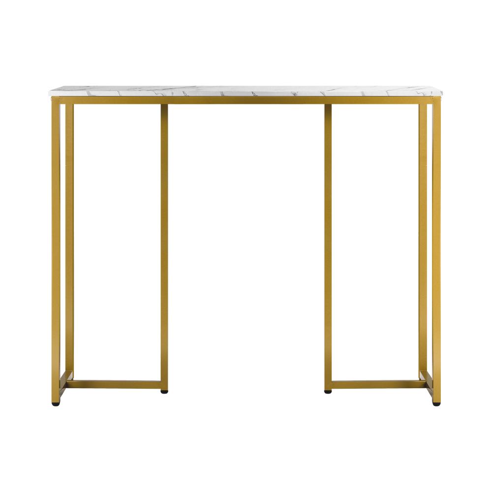 Romana Marble Effect Top Console Table | White and Gold Hallway Entry Table