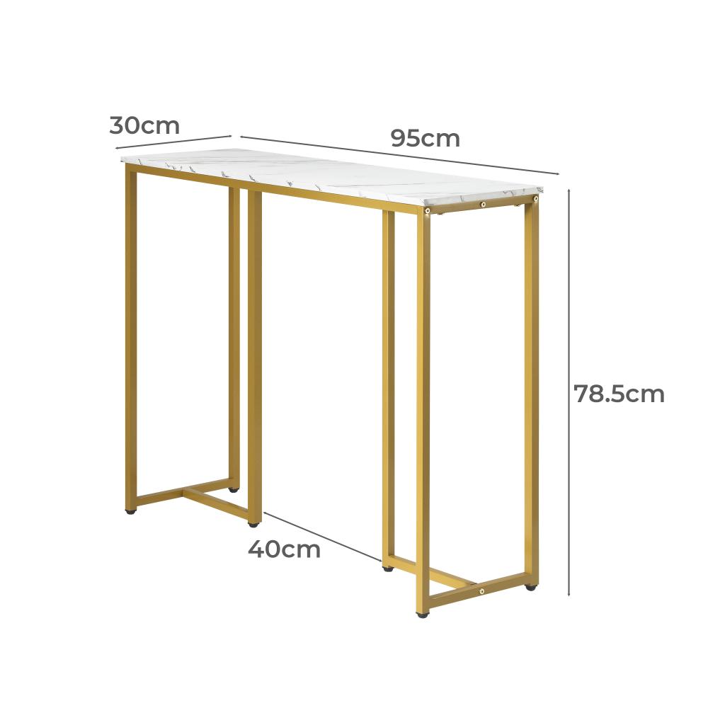 Romana Marble Effect Top Console Table | White and Gold Hallway Entry Table