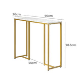 Romana Marble Effect Top Console Table | White and Gold Hallway Entry Table