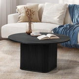 Aspire Black Fluted Round 80cm Coffee Table | Modern Wooden Slatted Design Coffee Table