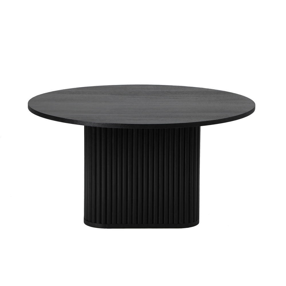 Aspire Black Fluted Round 80cm Coffee Table | Modern Wooden Slatted Design Coffee Table