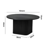 Aspire Black Fluted Round 80cm Coffee Table | Modern Wooden Slatted Design Coffee Table