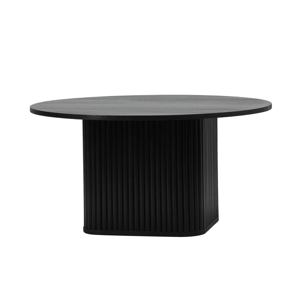 Aspire Black Fluted Round 80cm Coffee Table | Modern Wooden Slatted Design Coffee Table