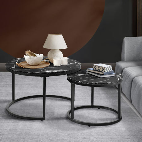 Set of Two Ferrara Nesting Coffee Tables | Round Modern Nesting Table Set Side Tables | 6 Colours