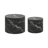 Petrus Marble Effect Round Coffee Table Set | Set of Two Marble Style Round Tables