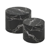 Petrus Marble Effect Round Coffee Table Set | Set of Two Marble Style Round Tables