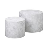 Petrus Marble Effect Round Coffee Table Set | Set of Two Marble Style Round Tables