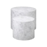 Petrus Marble Effect Round Coffee Table Set | Set of Two Marble Style Round Tables