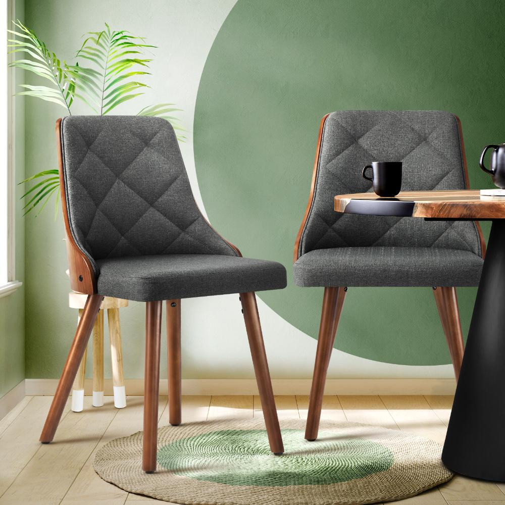 Set of 2 Gianni Deluxe Padded Dining Room Chairs | Wooden Back Padded Modern Dining Chairs by Oikiture | 3 Colours