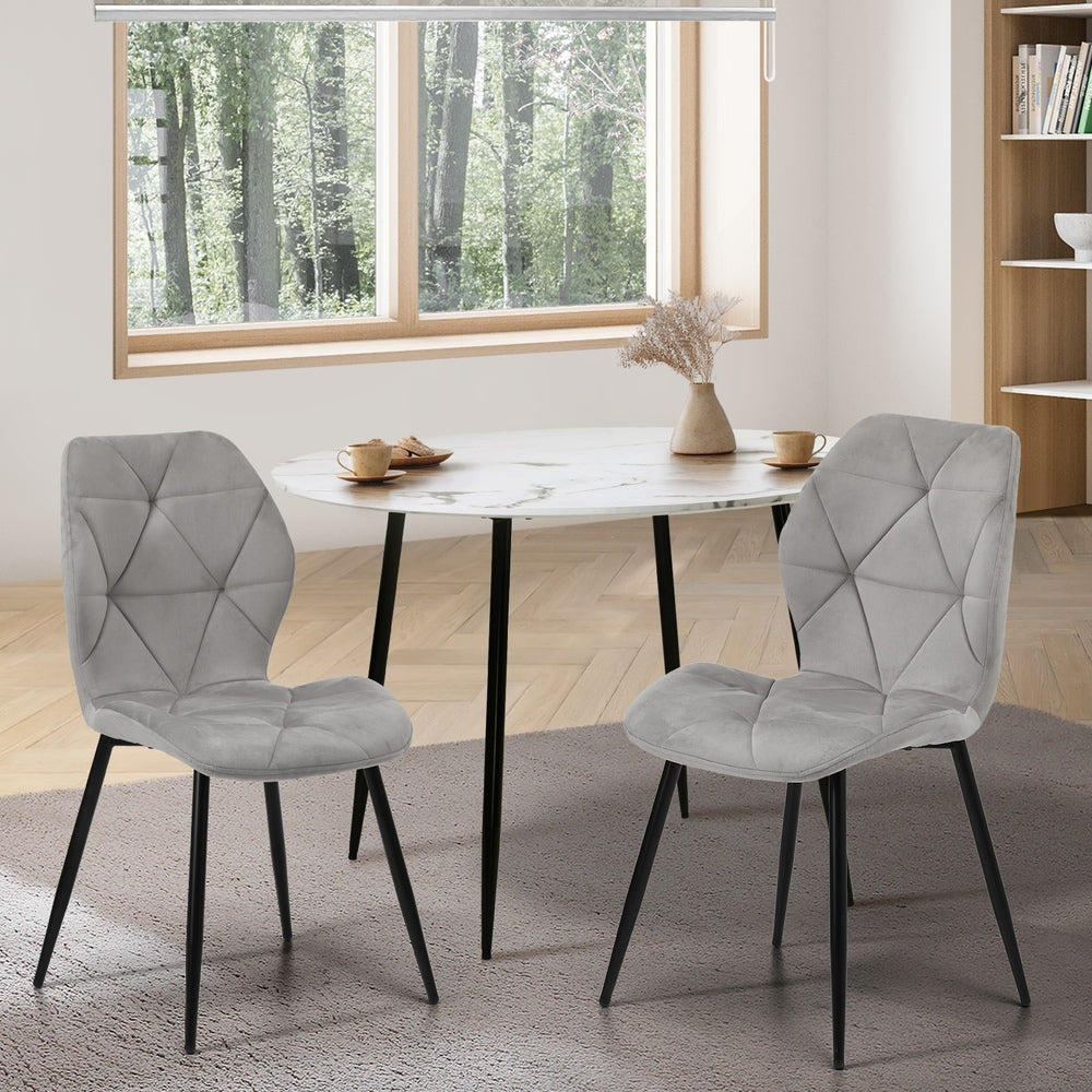 Set of Two Valore Plush Velvet Fabric Dining Chairs | Premium Velvet Fabric Dining Chair Set