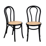 Set of Two Maruzzi Vintage Wooden Rattan Arched Dining Chairs | Stylish Retro Wooden Kitchen Dining Chairs | 3 Colours