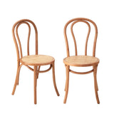 Set of Two Maruzzi Vintage Wooden Rattan Arched Dining Chairs | Stylish Retro Wooden Kitchen Dining Chairs | 3 Colours