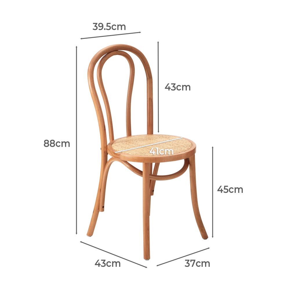 Set of Two Maruzzi Vintage Wooden Rattan Arched Dining Chairs | Stylish Retro Wooden Kitchen Dining Chairs | 3 Colours