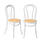 Set of Two Maruzzi Vintage Wooden Rattan Arched Dining Chairs | Stylish Retro Wooden Kitchen Dining Chairs | 3 Colours