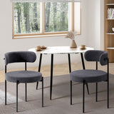 Set of Two Juniper Retro Round Boucle Dining Chairs | Sleek Modern Curved Boucle Fabric Dining Chair Set