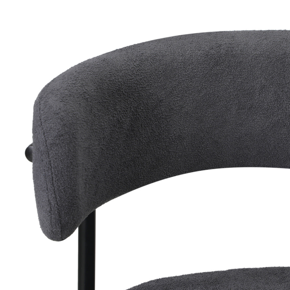 Set of Two Juniper Retro Round Boucle Dining Chairs | Sleek Modern Curved Boucle Fabric Dining Chair Set