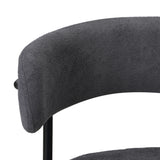 Set of Two Juniper Retro Round Boucle Dining Chairs | Sleek Modern Curved Boucle Fabric Dining Chair Set in Grey or White