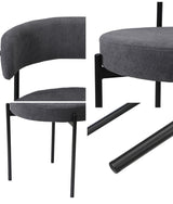 Set of Two Juniper Retro Round Boucle Dining Chairs | Sleek Modern Curved Boucle Fabric Dining Chair Set