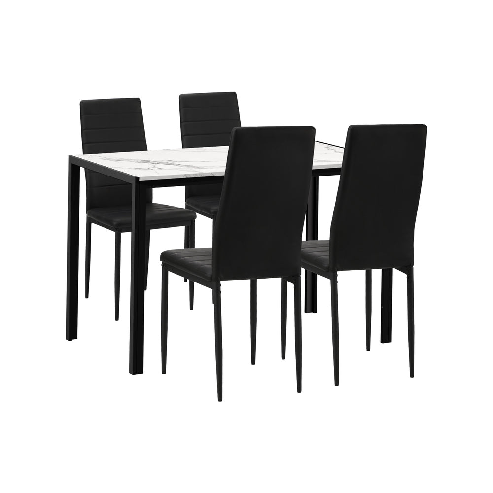 Girona 5 or 7 Piece Slimline Hi Back Dining Set | Premium PU Leather Dining Chairs and 120cm Table Set