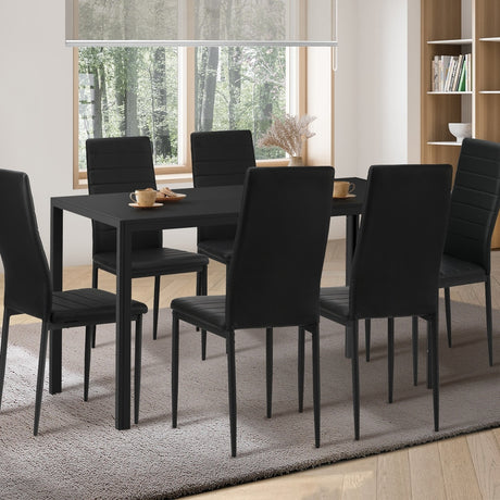 Girona 5 or 7 Piece Slimline Hi Back Dining Set | Premium PU Leather Dining Chairs and 120cm Table Set