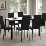 Girona 5 or 7 Piece Slimline Hi Back Dining Set | Premium PU Leather Dining Chairs and 120cm Table Set